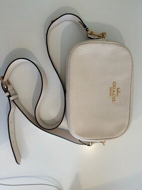 Coach Jamie Camera Shoulder Bag White Pebbled Leather Crossbody Womens CA207